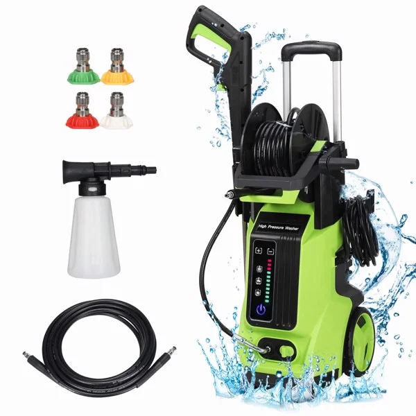 Green high‑pressure cleaning machine with 3800 PSI motor for homes, cars, and outdoor surfaces