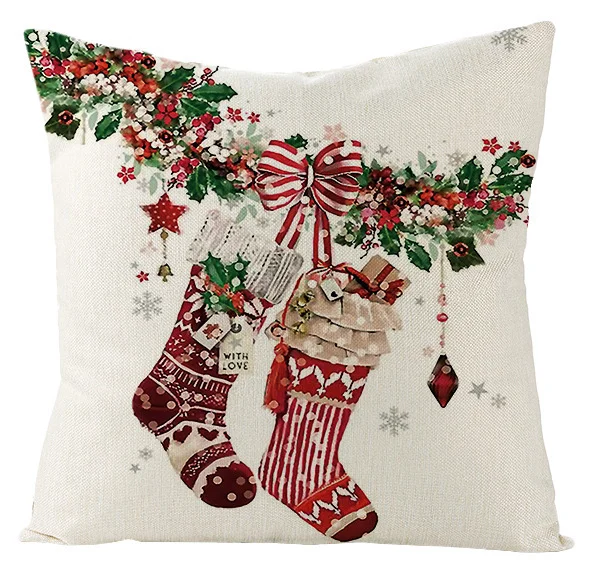 Home Simple Cotton and Linen Christmas Pillowcase
