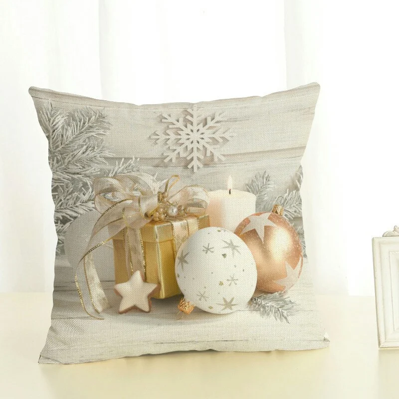 Home Simple Linen Christmas Printed Pillowcase