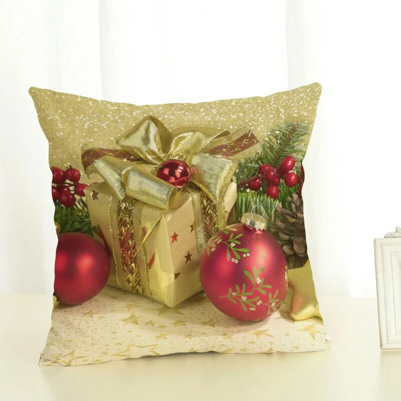 Home Simple Linen Christmas Printed Pillowcase