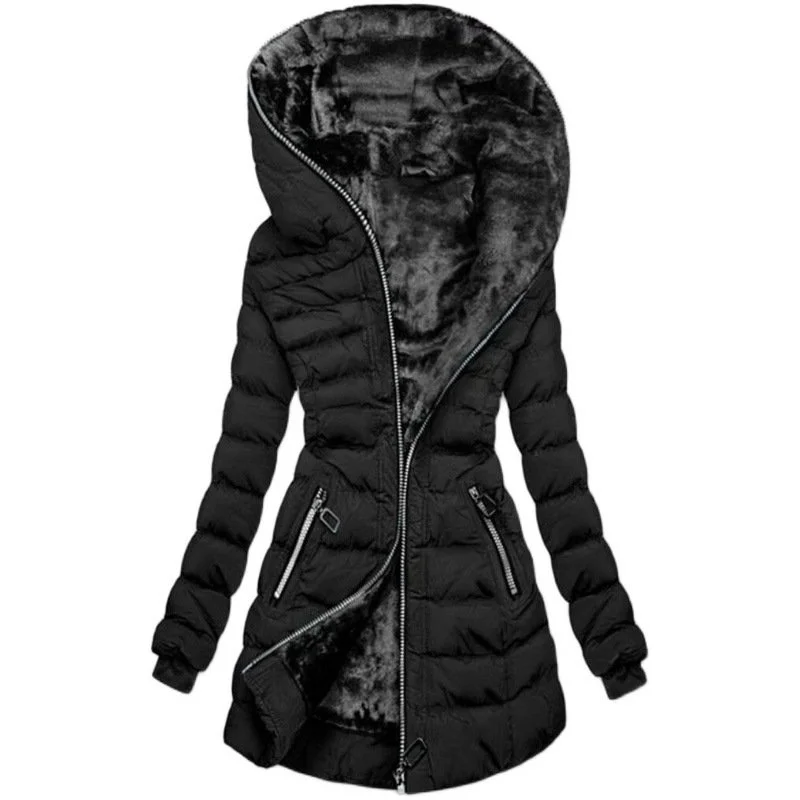 Hooded Long-sleeved Warm and Velvet Cotton Jacket