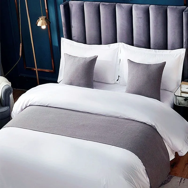 Hotel bed throw runner mat dark blue modern simplicity polyester