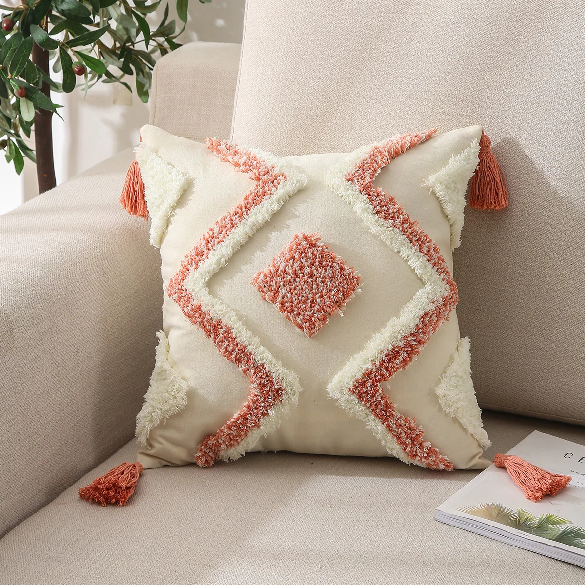 Household Simple Tufted Embroidered Cotton Pillowcase