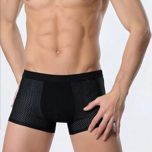 Mesh boxer briefs for men in ice‑silk modal, breathable body‑shaping fit
