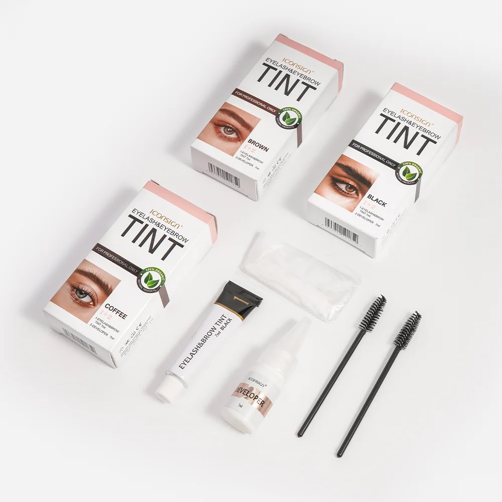 Eyelash and Eyebrow Tint Kit with Black, Coffee, Brown Shades – 5ml Tint, Developer, Brushes & Gloves
