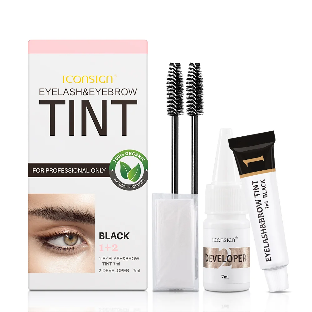Eyelash and Eyebrow Tint Kit with Black, Coffee, Brown Shades – 5ml Tint, Developer, Brushes & Gloves