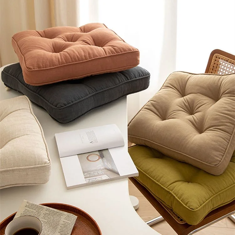 Japanese Simple Cotton and Linen Cushion Thickened and Anti-skid