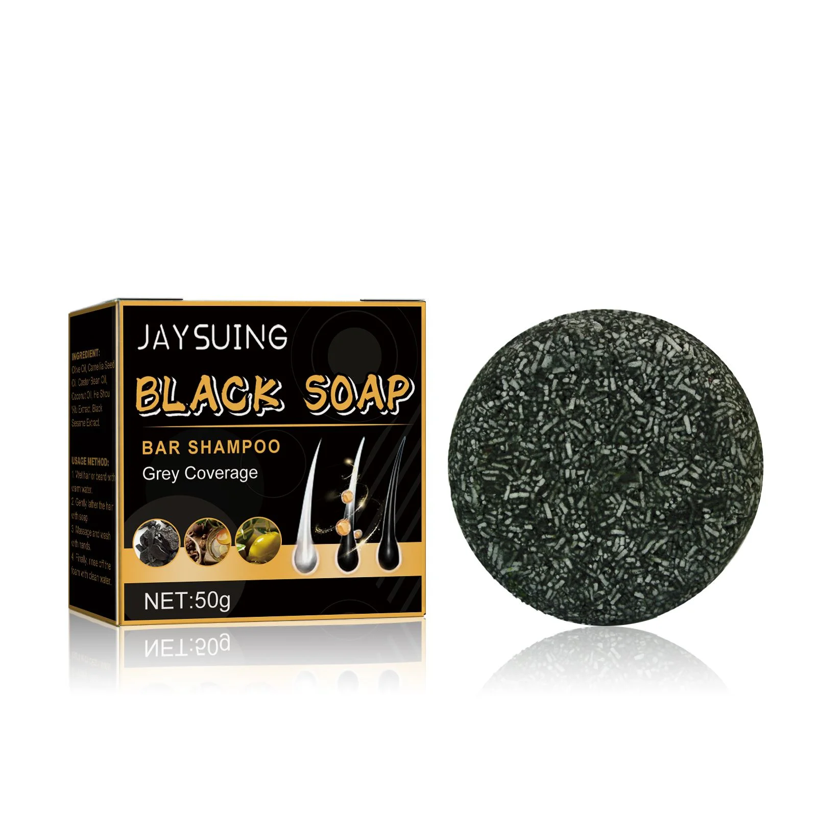 Jaysui Black Hair Soap - Rich Black Scrub for Thick Hair Care
