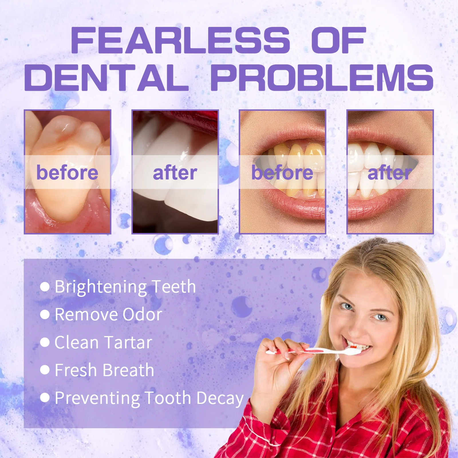 Jaysuing Purple Toothpaste - Brightens Teeth with Peppermint, Reduces Stains and Odors