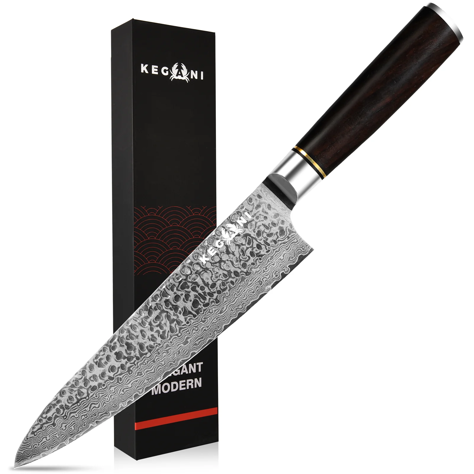 Kegani 8 Inch Japanese Chef Knife, 67 Layers Japanese Vg10 Damascus Steel Chefs Knife, Professional Chef's Knife with Pakkawood Handle