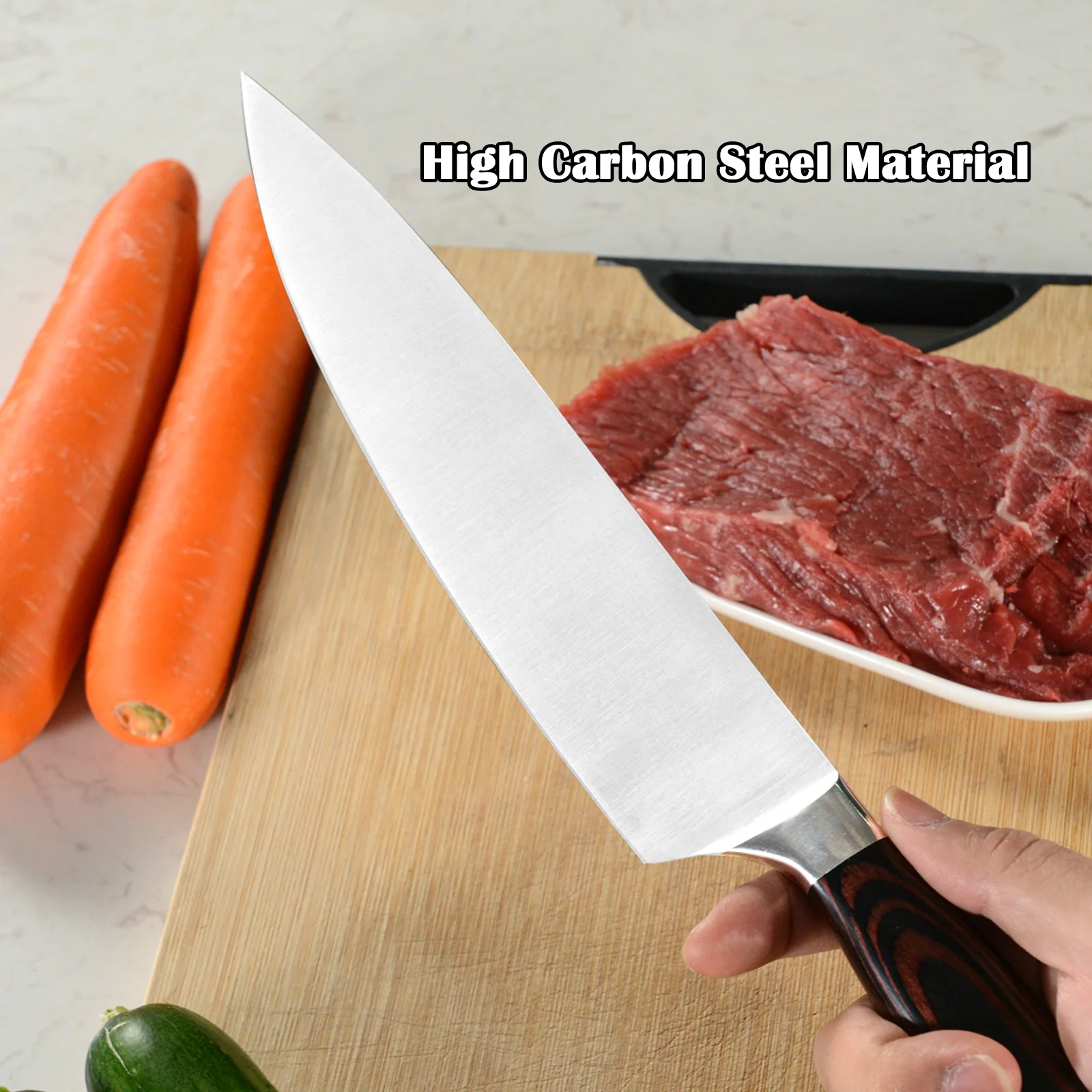 Kegani Japanese Chef Knife 8 Inch - Chefs Knife High Carbon Stainless Steel Knife Kitchen Cooking Knife - Rosewood Fulltang Sharp Knife with Sheath