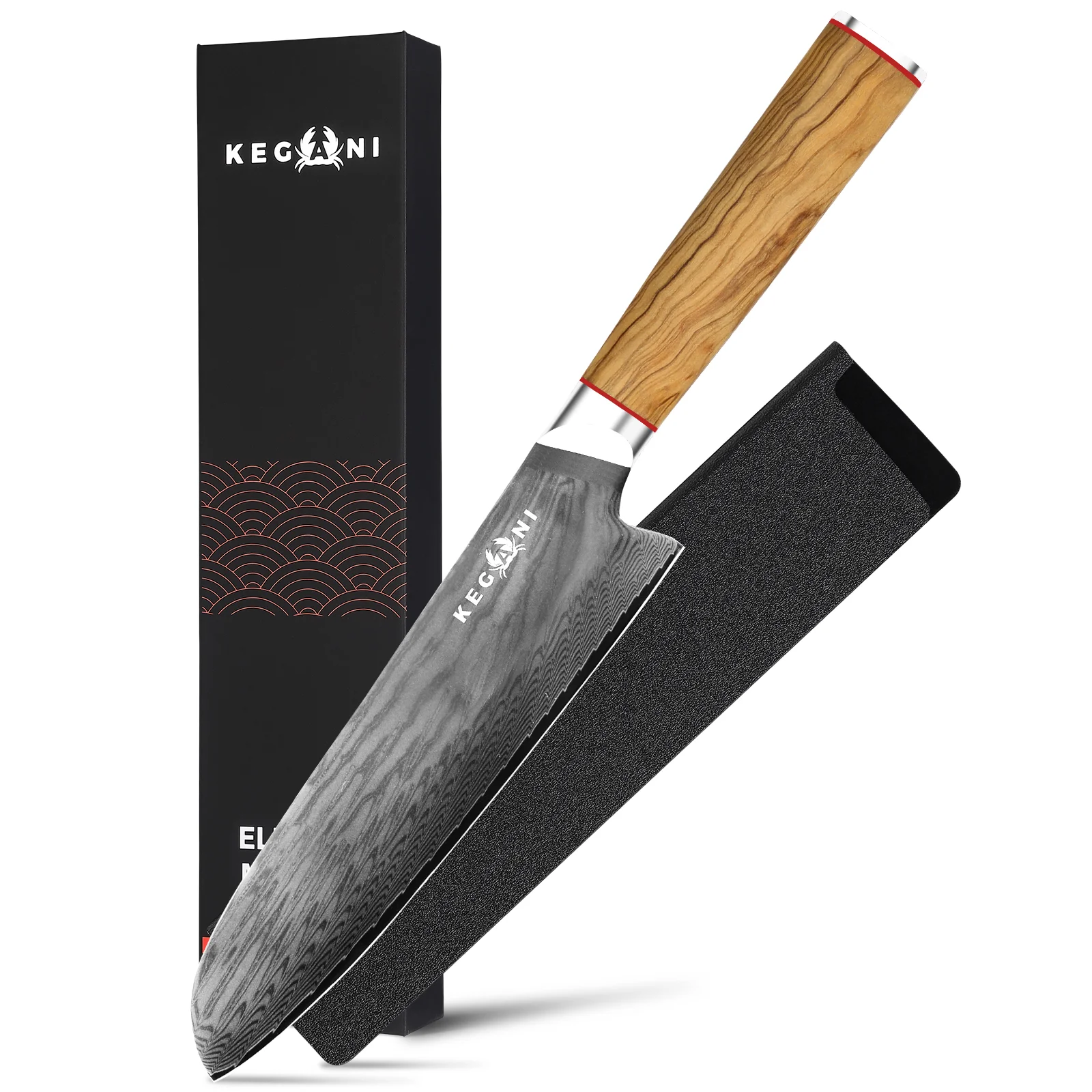 Kegani Kiritsuke Knife - 8 Inch Professional Japanese Chef's Knife, 67 Layers Aus-10 Damascus Steel Kitchen Ultra-sharp Knife - D-shaped Handle