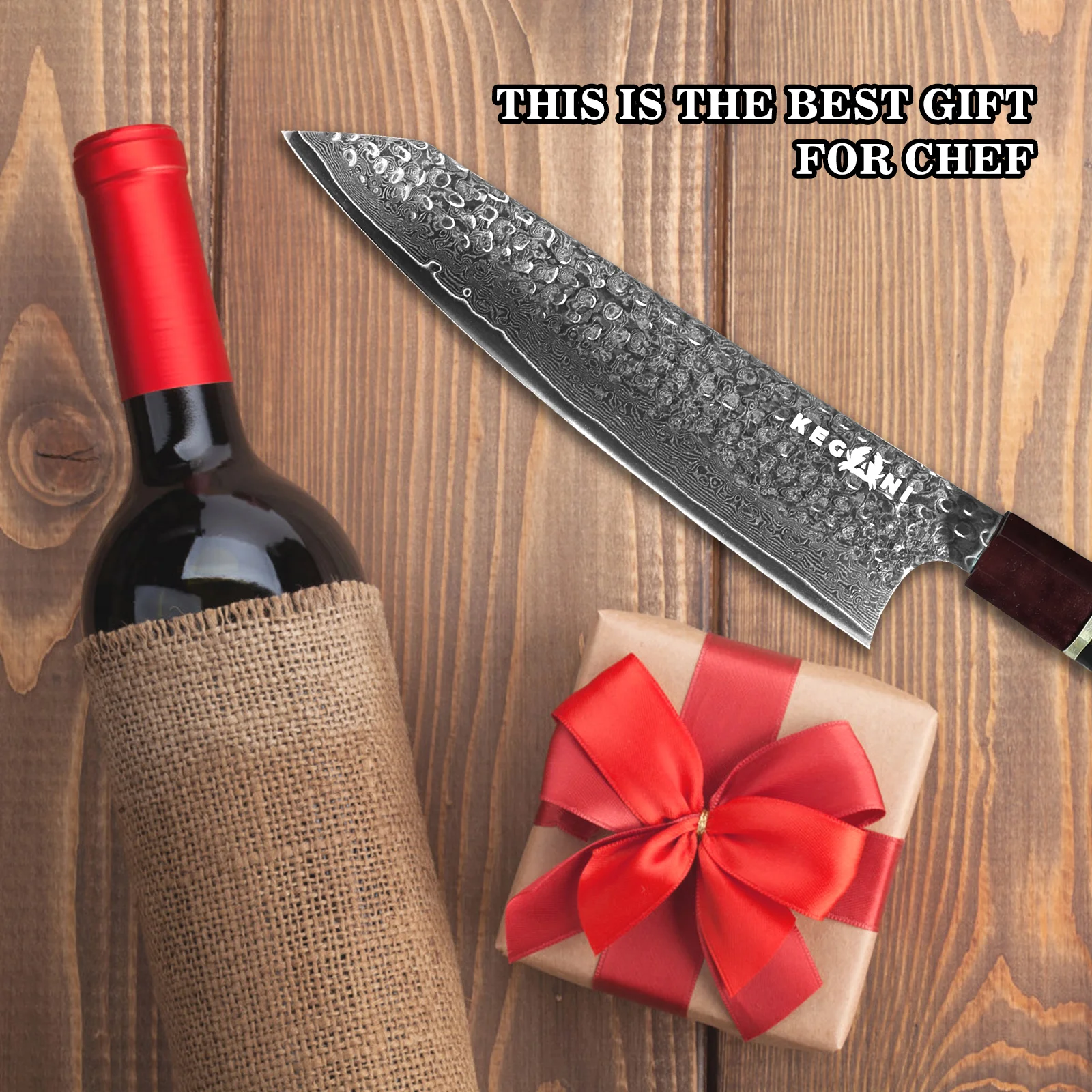 Kegani Kiritsuke Knife - 8 Inch Professional Japanese Chef's Knife 67 Layers Japanese Vg-10 Damascus Steel Ultra-sharp Kitchen Knives Gyuto Knife - Ergonomic Handle, Gift Box