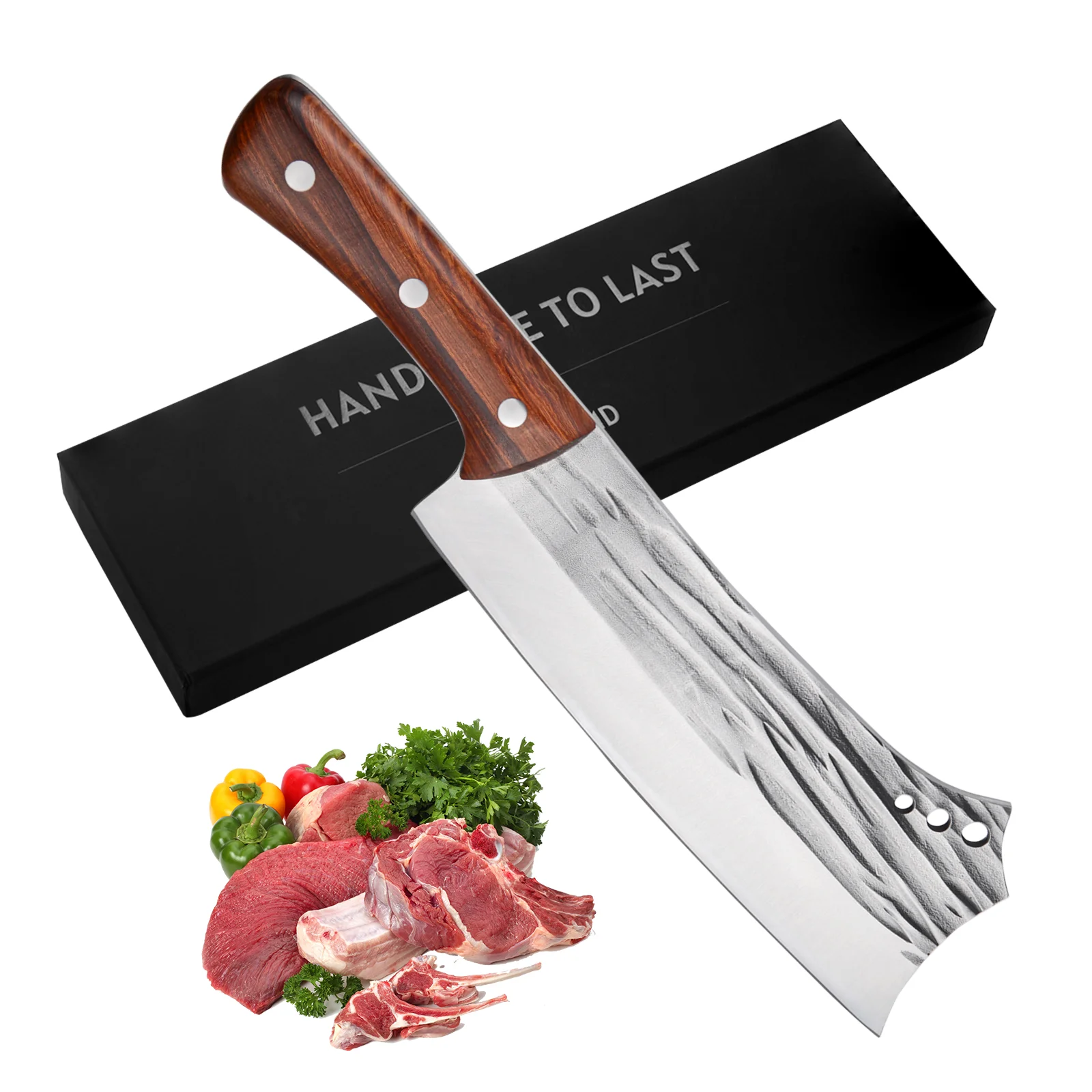 Kegani Meat Cleaver Knife - Heavy Duty Bone Chopper - 1.4 Lbs Butcher Knife Bone Knife - High Carbon Steel Butcher Knife for Meat Cutting, Bone Cutting
