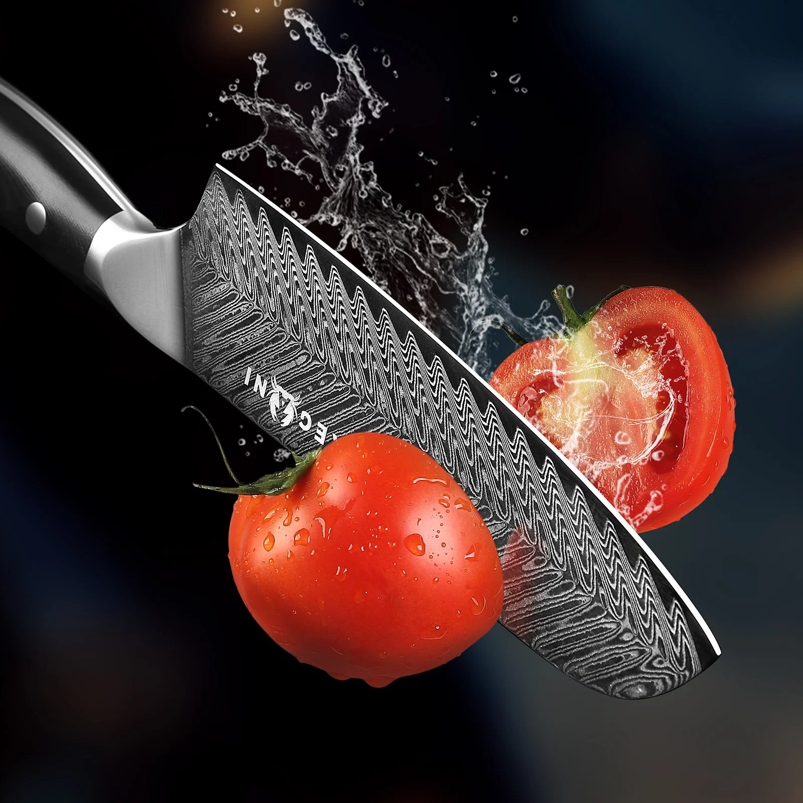 Kegani Santoku Knife 7 Inch Japanese Santoku Knife, 73 Layers Aus-10 Damascus Japanese Knife, Fulltang G10 Handle Damascus Santoku Knife with Case & Sheath
