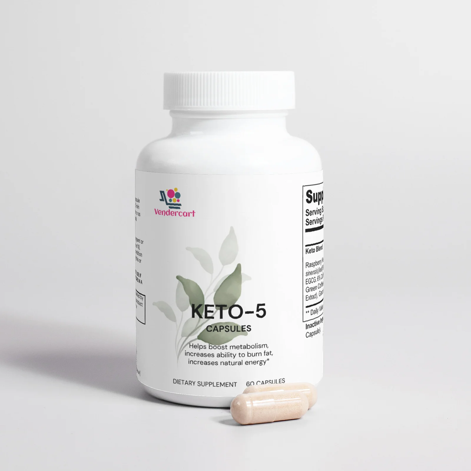 Keto 5 Dietary Supplement White Vegetarian Capsules 60 Count