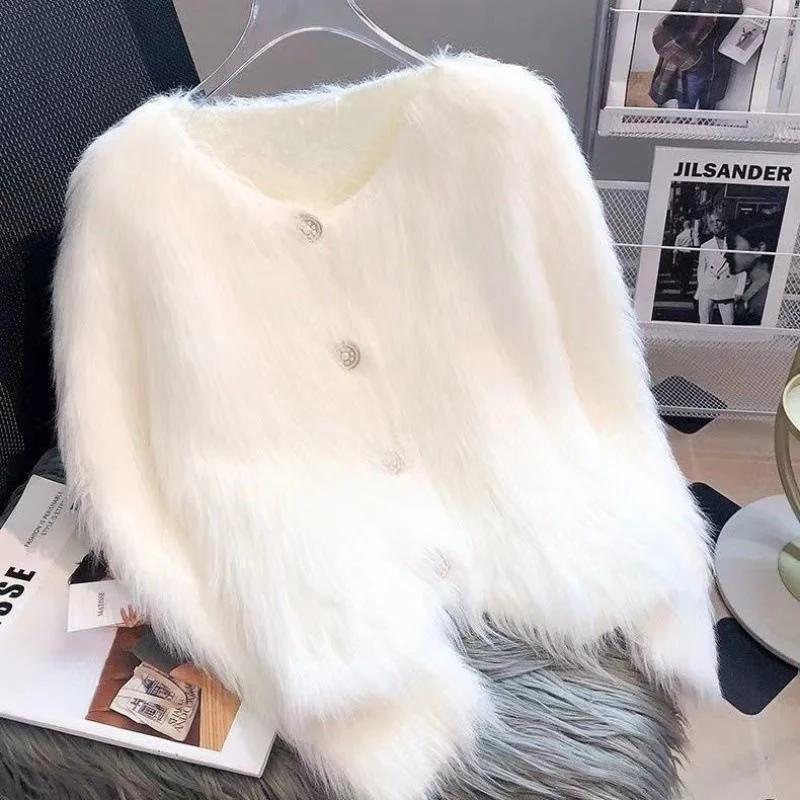 Knitted Cardigan Sweater Coat for Women Autumn and Winter Thickened