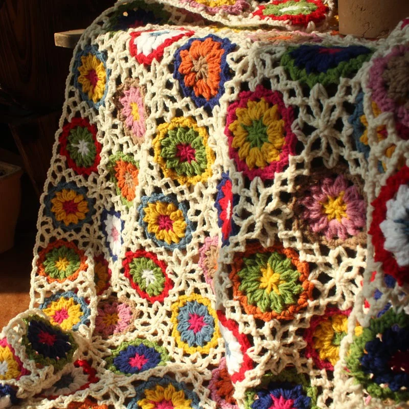 Knitted Crocheted Blanket Woven Round Core Tablecloth