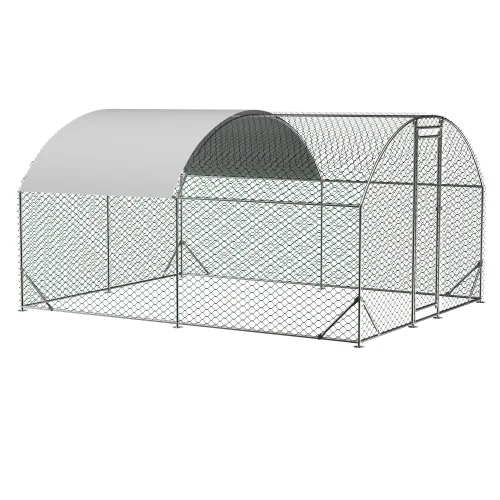 Large Chicken Coop Metal Chicken Run with Waterproof and Anti-uv Cover, Dome Shaped Walk-in Fence Cage Hen House for Outdoor and Yard Farm Use, 1 Tube Diameter, 9.84 X 13.12 X 6.56