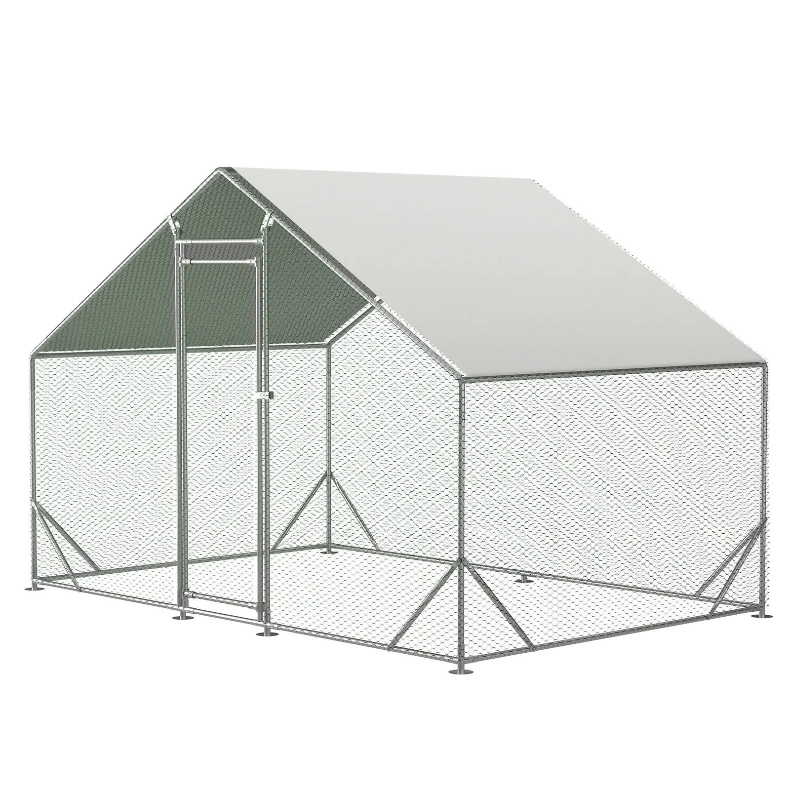 Large Metal Chicken Coop, Walk-in Chicken Run, Galvanized Wire Poultry Chicken Hen Pen Cage, Rabbits Duck Cages with Waterproof and Anti-ultraviolet Cover for Outside