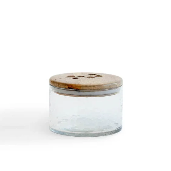 Leafy Twig Glass Jar Container with Wooden Lid-700 Ml