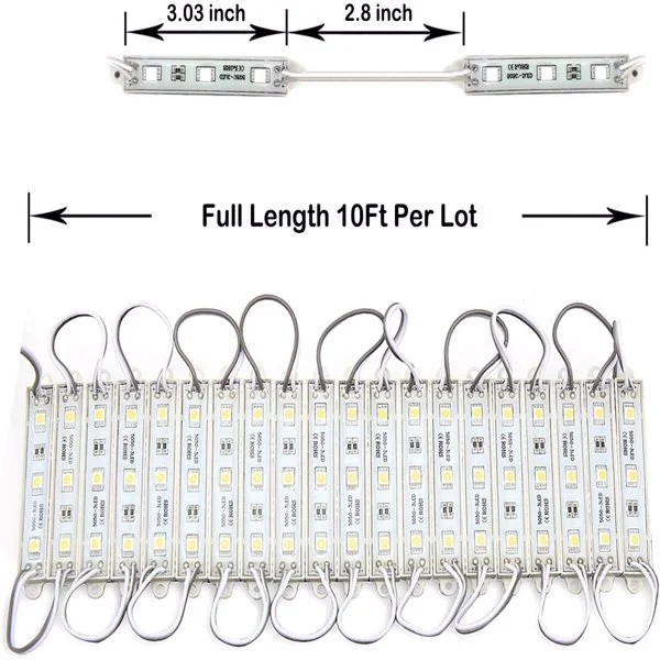 10ft LED Waterproof Strip Light with 60 White 5050 SMD LEDs for Commercial and Home Use