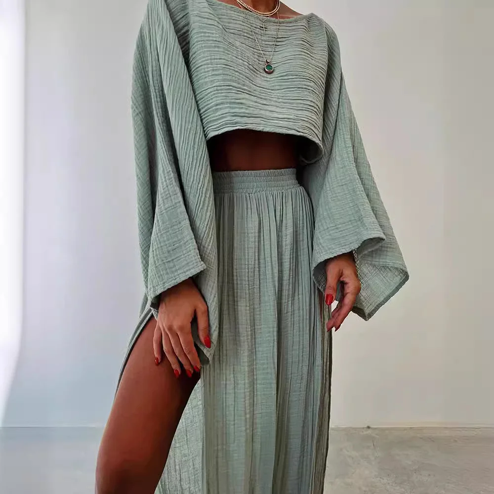 Leisure Vacation Linen Blended Short Cotton and Linen Casual Two-piece Suit