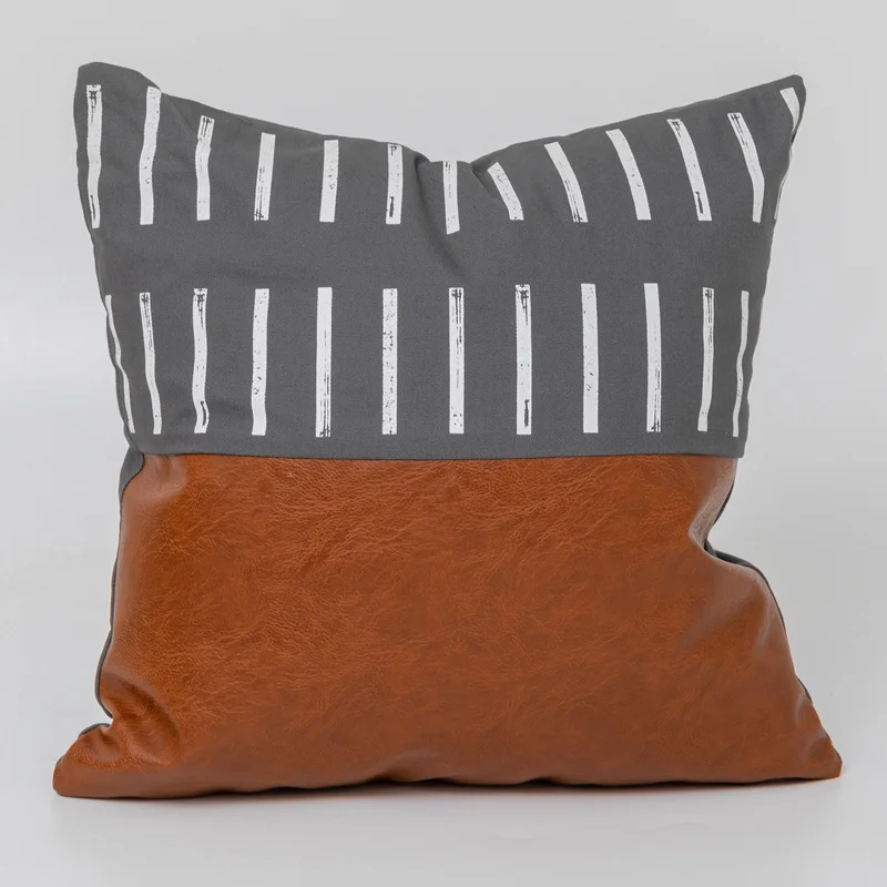 Light Luxury Bohemian Leather and Cotton Sofa Cushion Cover Car Pillow Cover