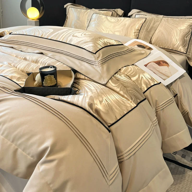 Light Luxury High-grade Yarn-dyed Four-piece Jacquard Beddings