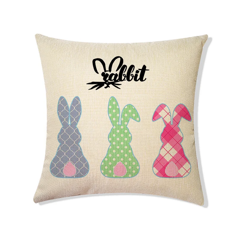 Living Room Sofa Bed Easter Linen Throw Pillowcase