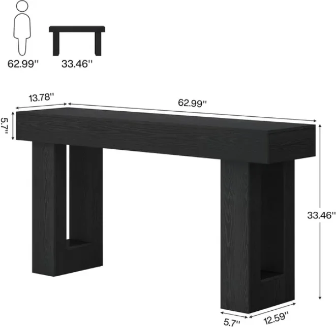 Long Console Table Wooden Rectangular Sofa Table Behind the Couch