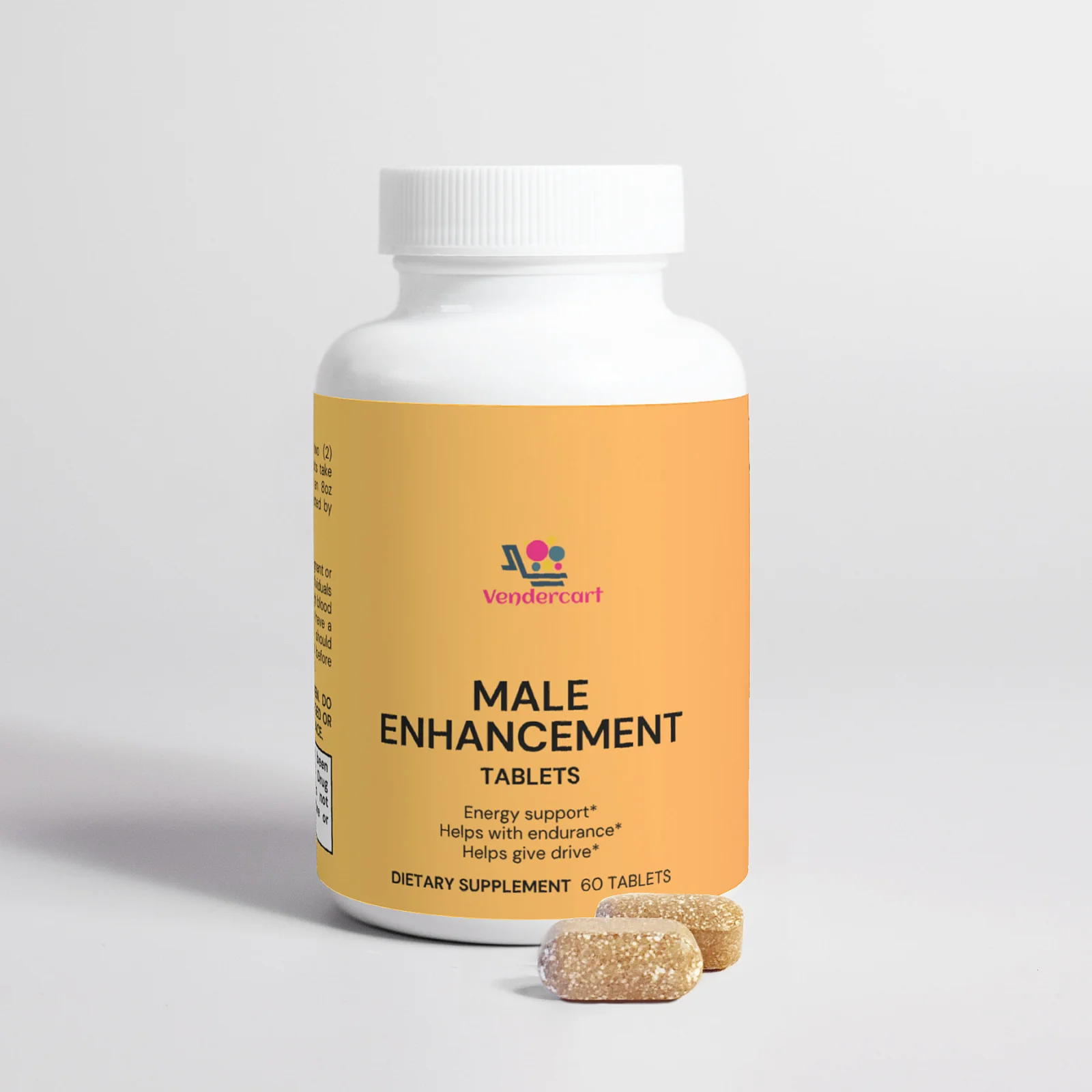 Natural male vitality tablets with herbal blend for stamina, libido, and energy support