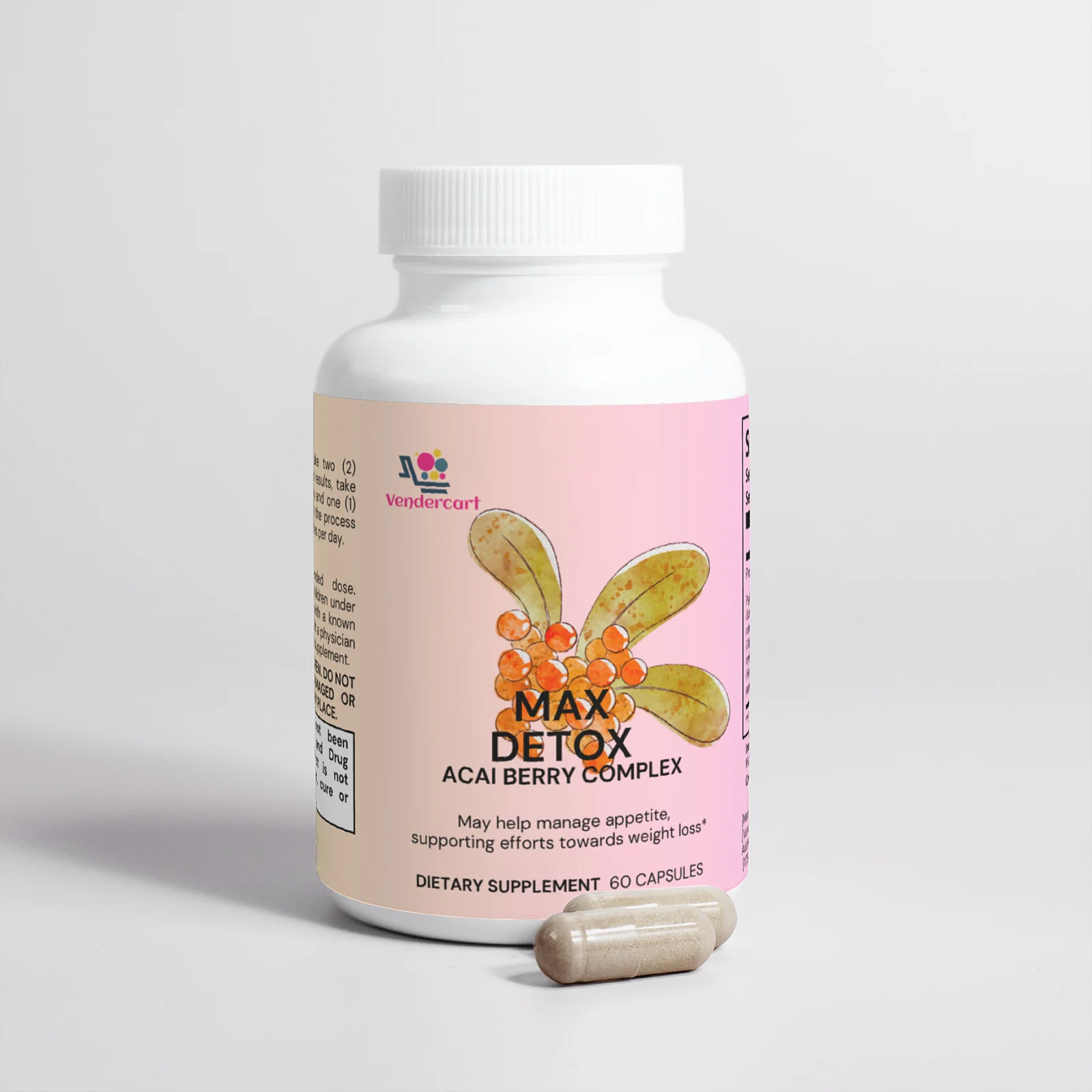 Max Detox Acai Berry Powerful Cleanse - Green Algae & Berry Blend Dietary Supplement