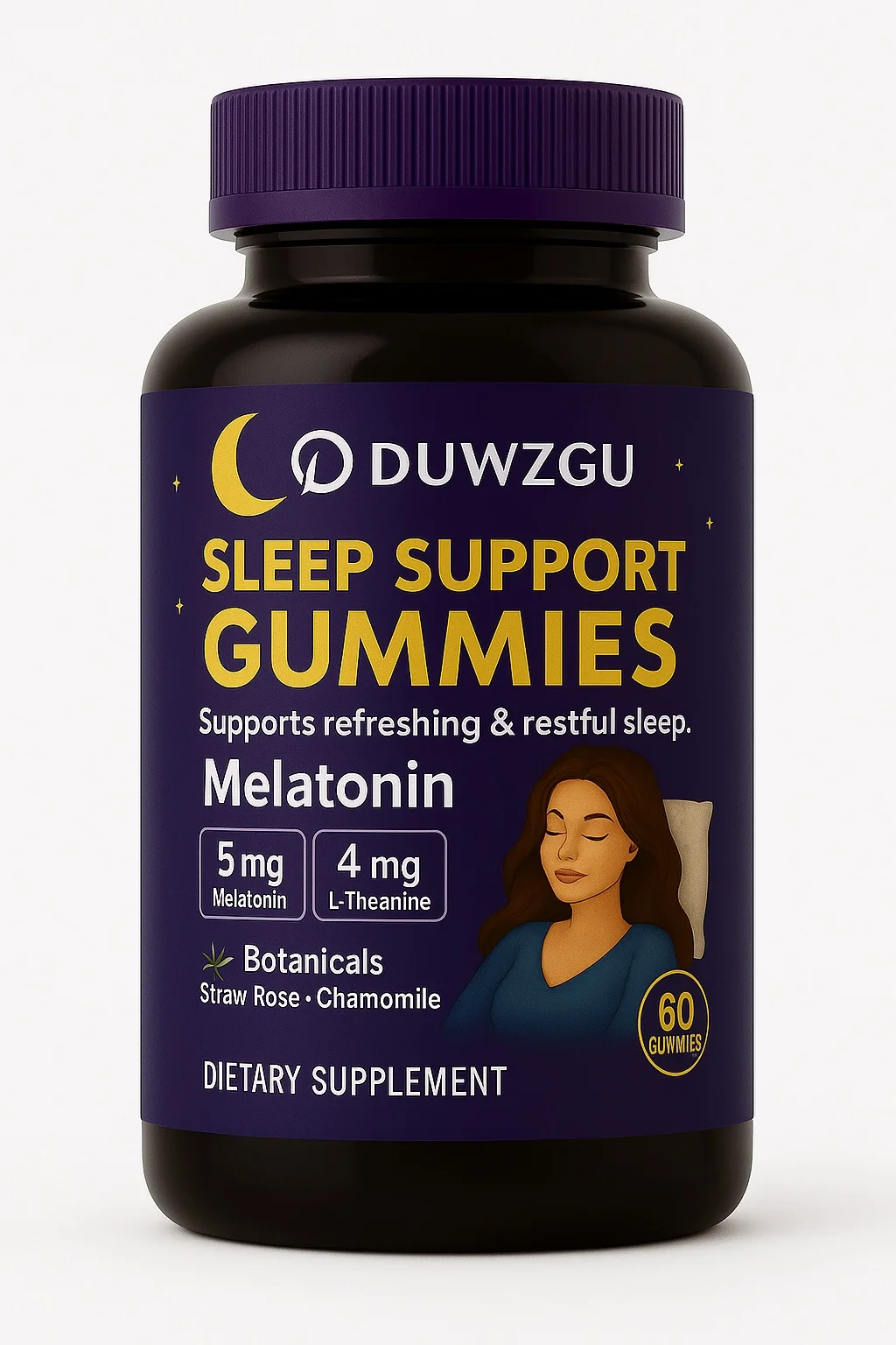 Melatonin soft candy gummies for sleep support, fruit flavored chewable supplements