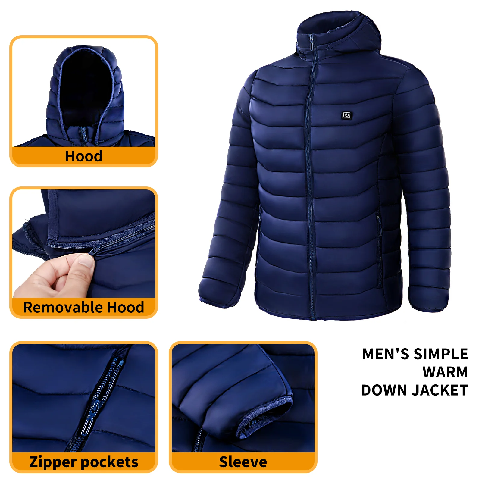 Hooded Electric Heated Puffer Jacket for Skiing