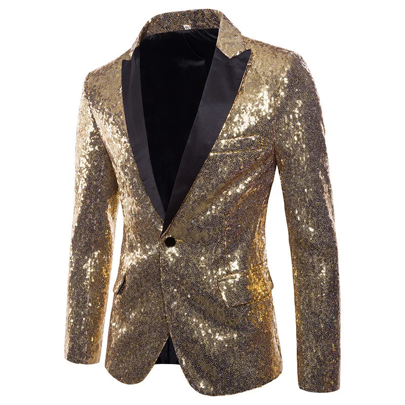 Men's Sequin Stage Suit Jacket – Sparkling Bar‑Style Blazer for Parties