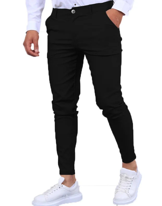 Men's Business Casual Ice Silk Stretch Pants – Slim Fit, Comfortable Cotton Blend