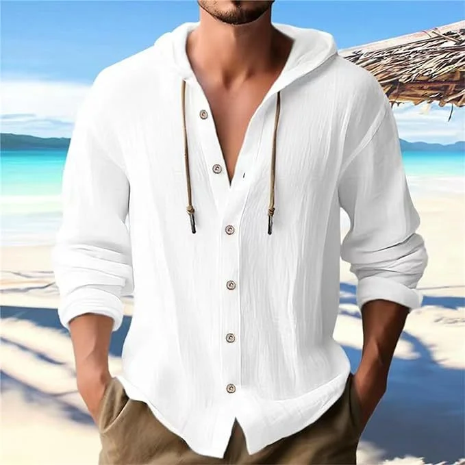Men's Casual Long Sleeve Cardigan Top in Solid Colors