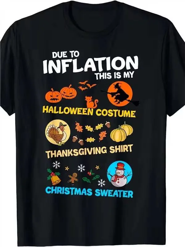 Black Short Sleeve Printed T-Shirt for Men Casual Cotton Tee