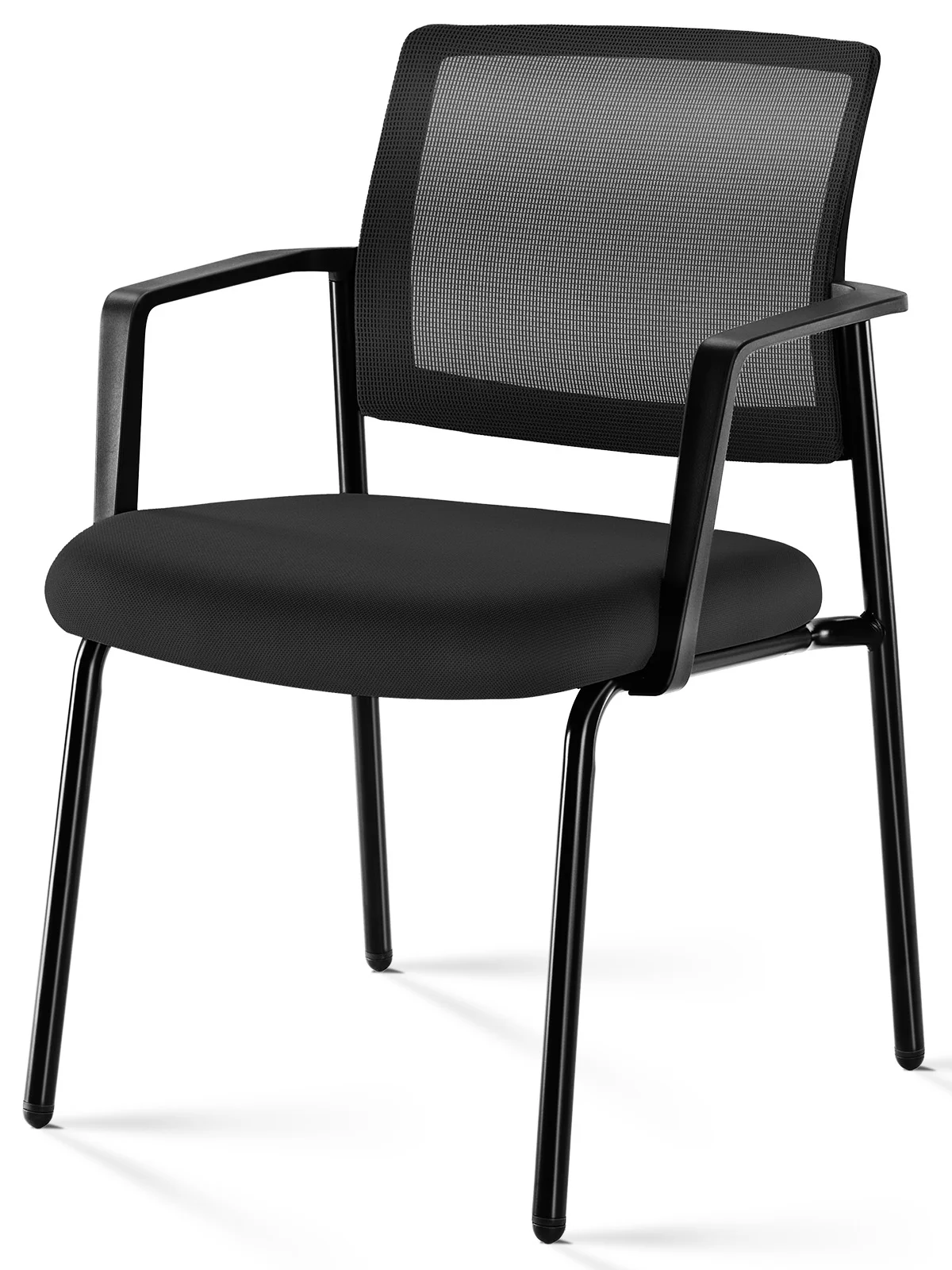 Mesh Backrest Stackable Armchair – breathable mesh, high‑density fabric seat, black or grey