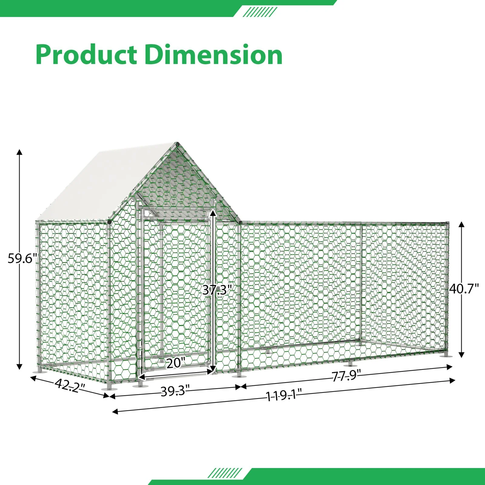 Metal Chicken Coop,walk-in Chicken Run,poultry Chicken Hen Pen Cage,rabbits Duck Cages,with Cover