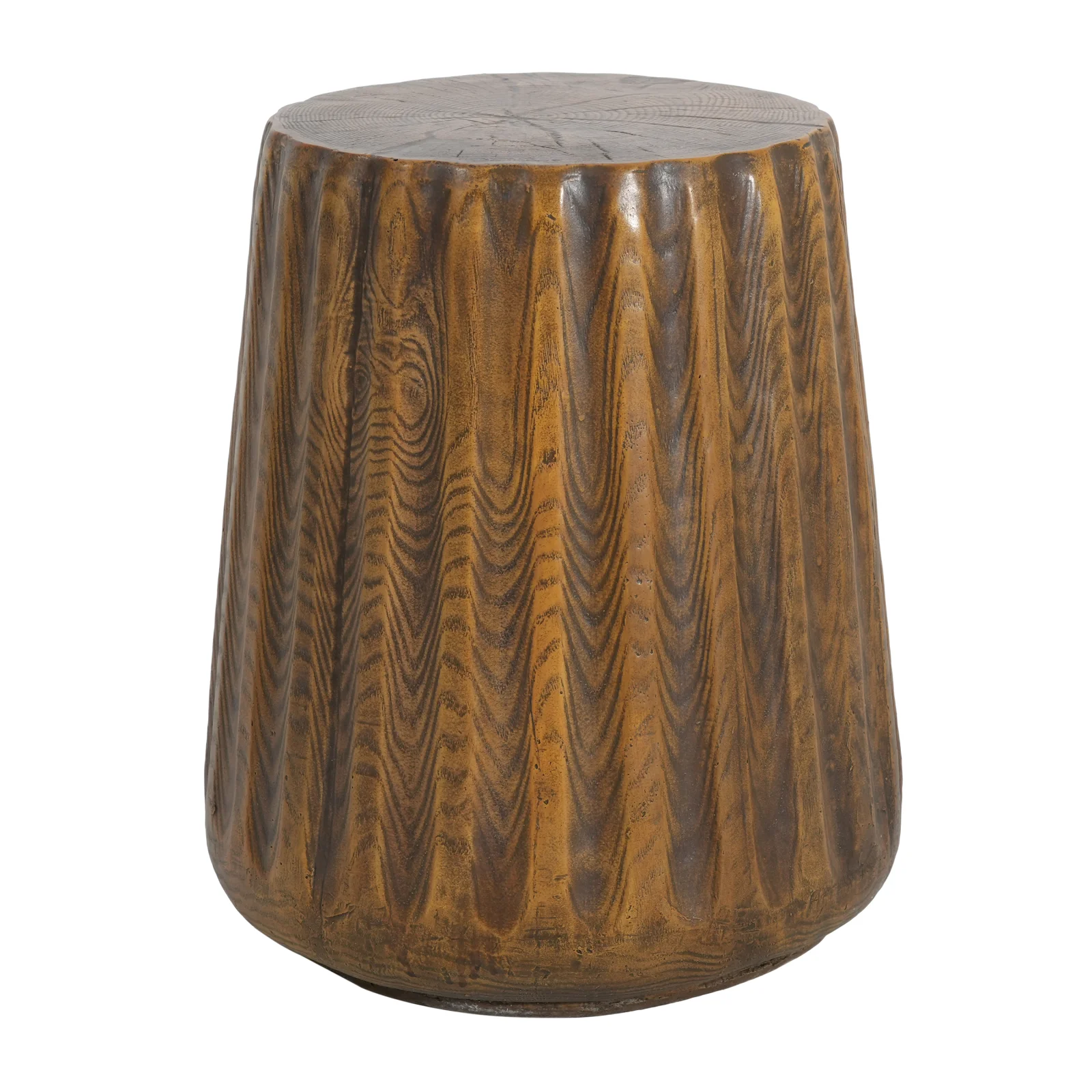 Mgo Outdoor Indoor Side Table - Durable Tree Stump Style End Table for Patio, Garden, Living Room, 16.61 Height, Brown Wood Grain Finish