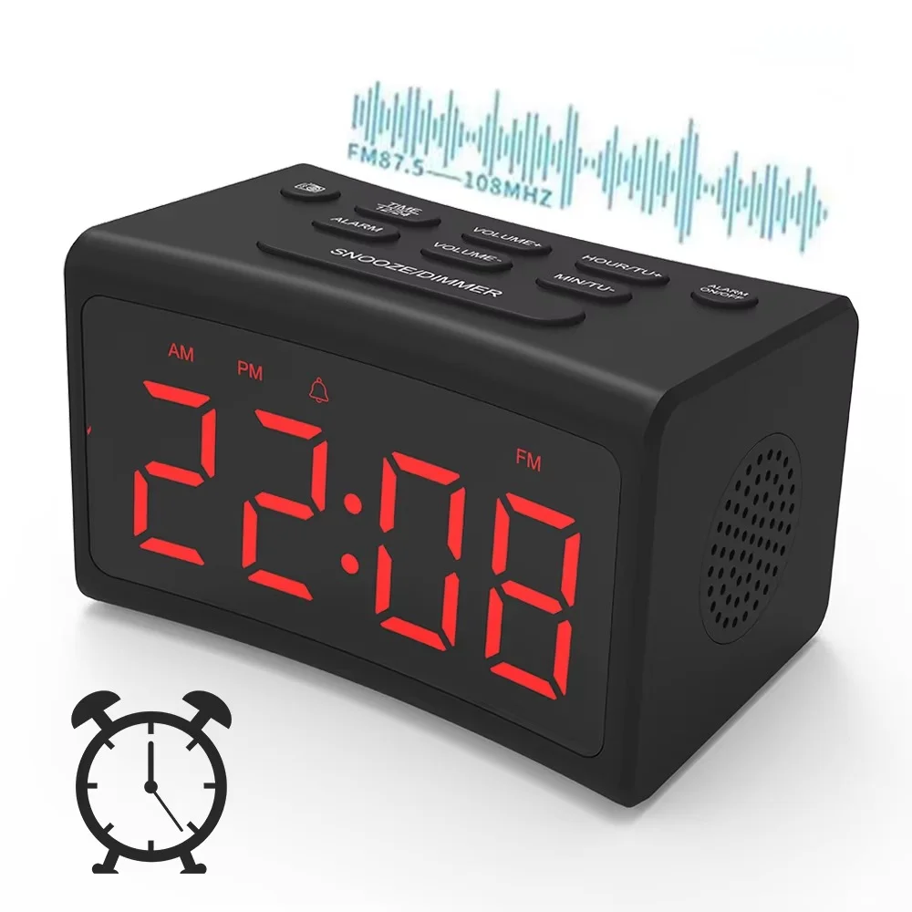 Mobile Desk Bedroom Large Alarm Clock Led Digital Clock Display with Fm Radio