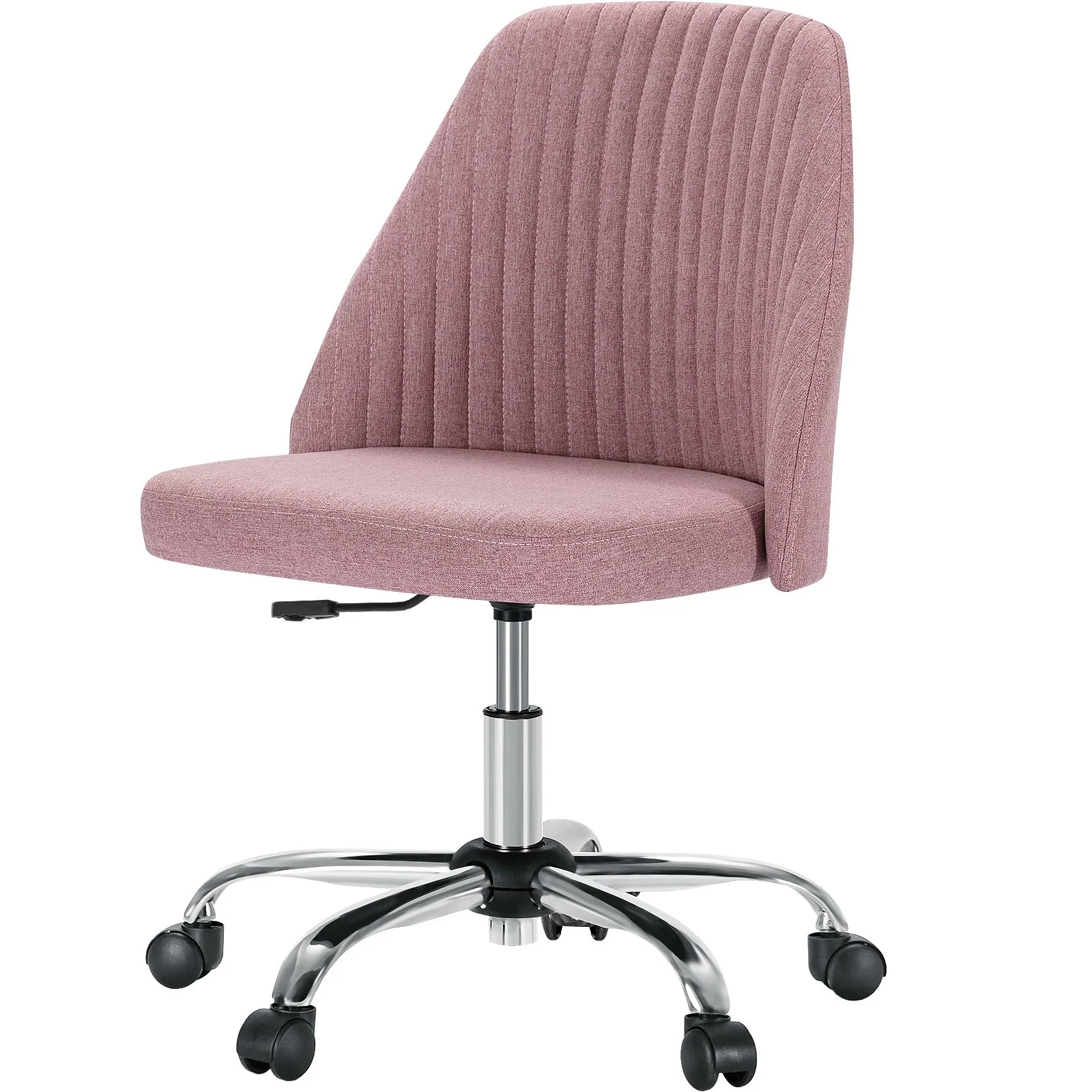 Modern Fabric Armless Adjustable Swivel Office Desk Chairs with Wheels
