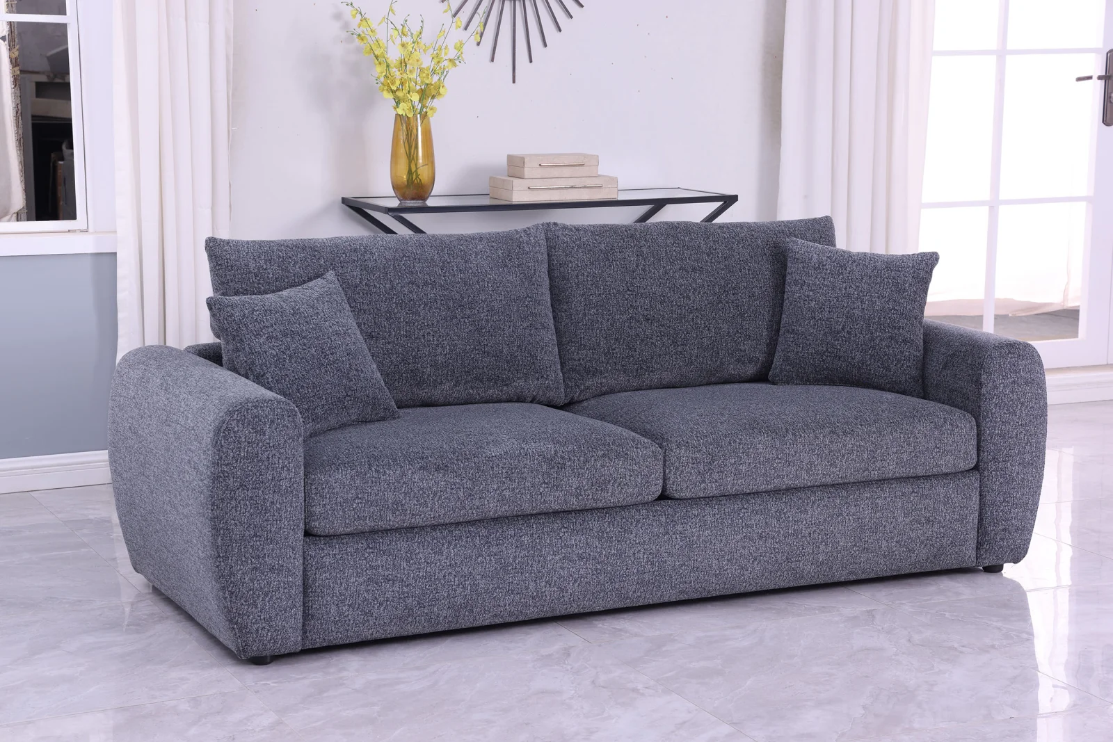 Modern Minimalist Comfortable Fabric Grey Sofa