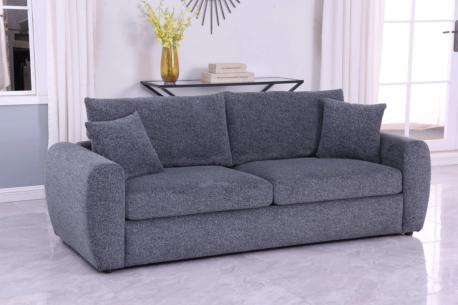 Modern Minimalist Comfortable Fabric Grey Sofa
