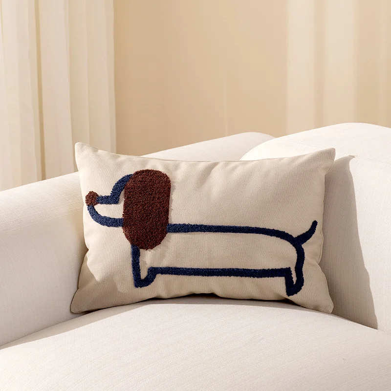 Modern Simple Household Canvas Embroidered Pillow Cover
