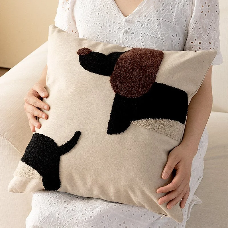 Modern Simple Household Canvas Embroidered Pillow Cover