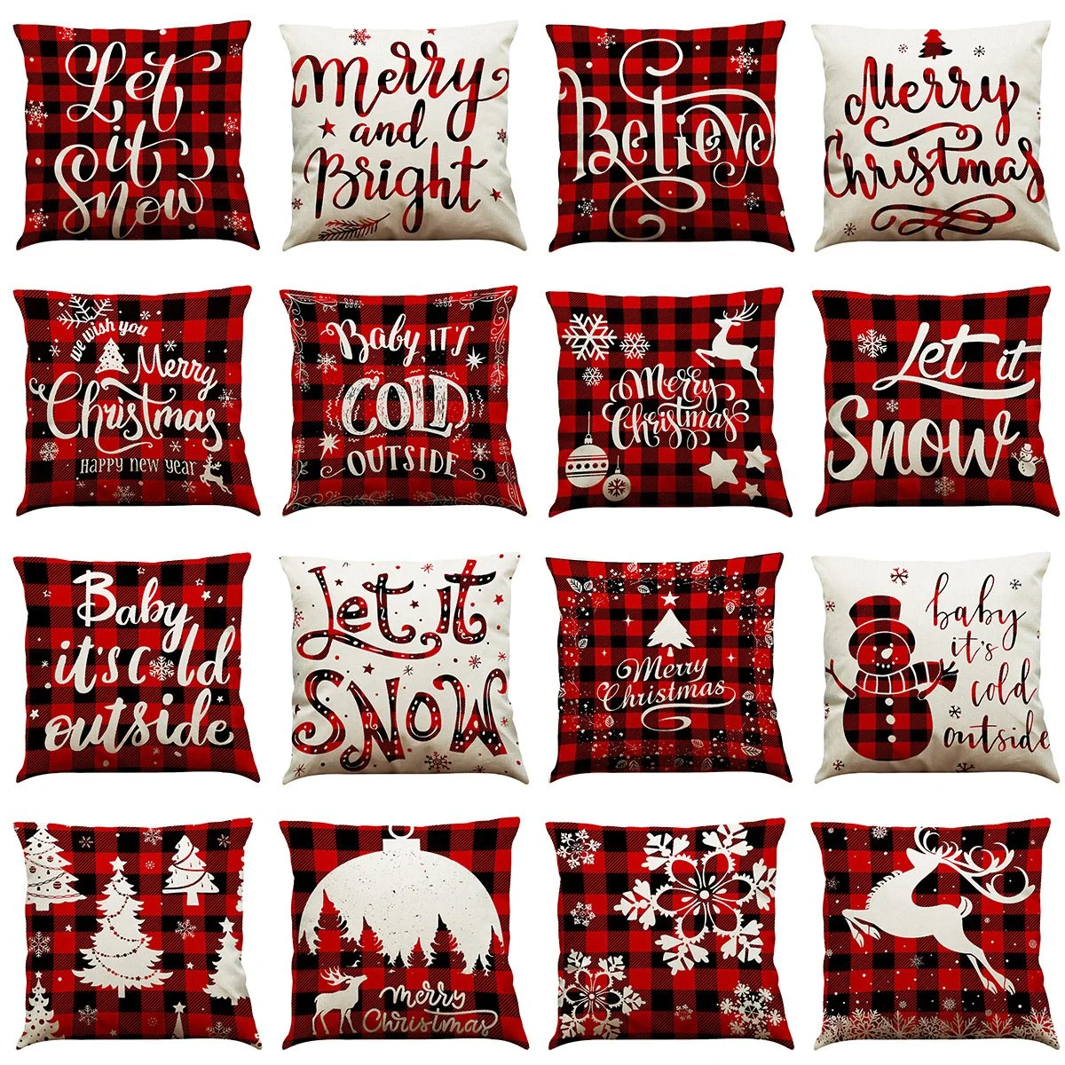 New Christmas Cotton and Linen Pillowcase