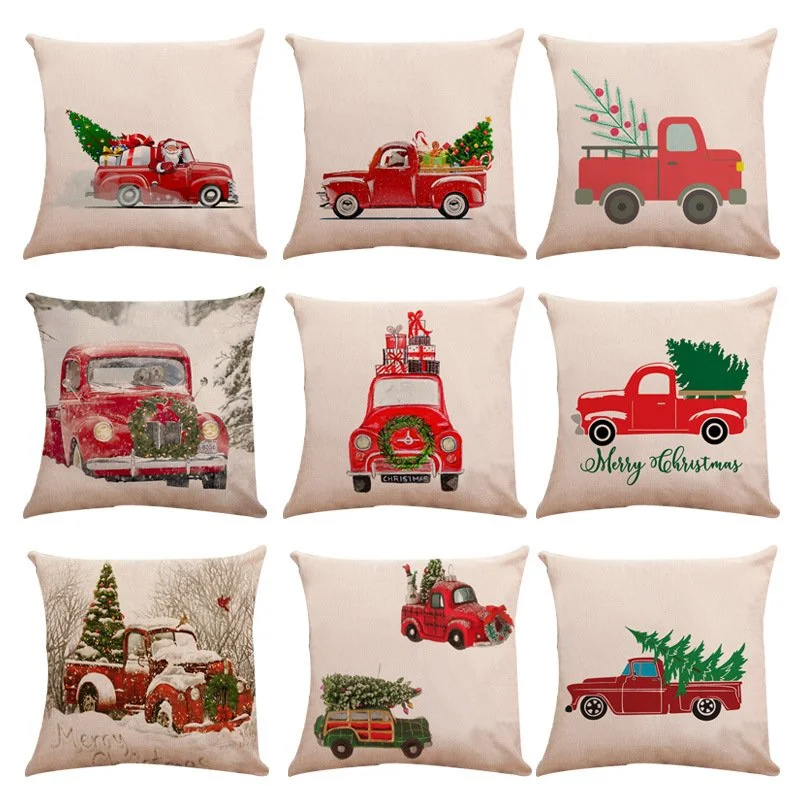 New Christmas Themed Linen Cushion Pillowcase
